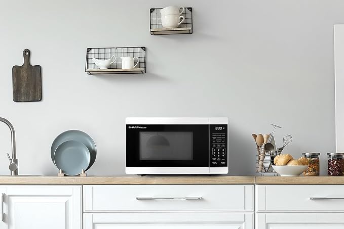 SHARP Compact Countertop Microwave Oven with Removable 10" Carousel Turntable, 700 Watt, 0.7 Cubic Feet, White