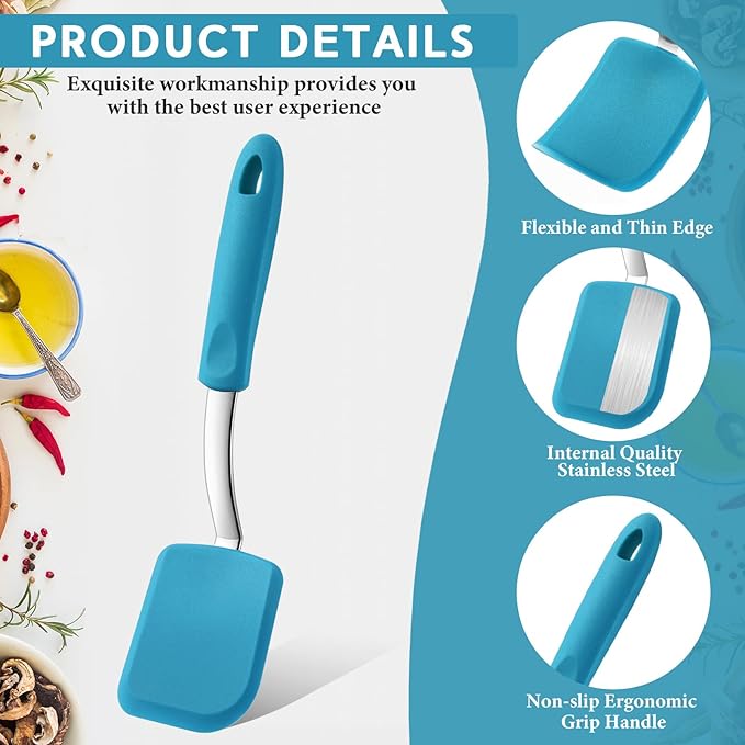 Small Silicone Spatula Flexible Silicone Cookie Spatula Heat Resistant Small Pancake Turner for Kitchen Use Nonstick Cookware No Scratch Cooking Flipper for Egg Pancake