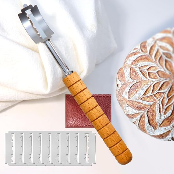 Hand Crafted Bread Lame - Bread Scoring Tool/Bread Knives, Lame Bread Tool Sets for Sourdough Scoring Tool, Sourdough Bread Baking Supplies with 10 Blades Replacement