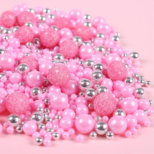 Pink Sprinkles for Cake Decorating 4.23ounce - Sparkle Pearl Sprinkles for Cupcake Toppers, Ice Cream, Candy, Cookie Decorations - Silver Sprinkles for Princess Bridal Shower Wedding Party