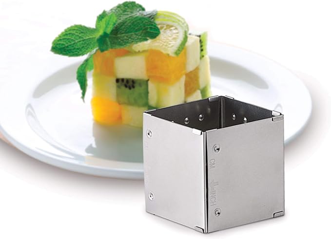 HIC Kitchen Adjustable Square-to-Rectangle Food Ring, Makes 10 Configurations, Stainless Steel