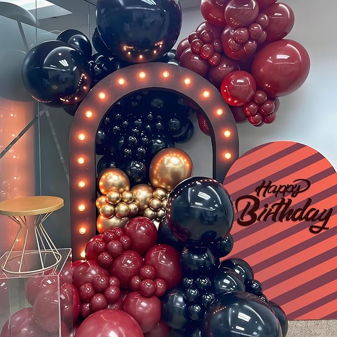 120pcs Burgundy Balloons, 18 12 10 5 inch Maroon Balloons Different Sizes Burgundy Balloon Arch Kit for Birthday Graduation Wedding Baby Shower Valentine's Day Party Decorations