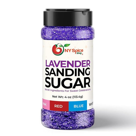 NY Spice Shop Lavender Sanding Sugar - 4 Ounce Sweet Edible Sprinkles for Party Decorations, Cake, Cupcakes, Cookies Toppings & Dessert Dishes - Colorful Sugar Sprinkles for Party Favors & Baking Treats