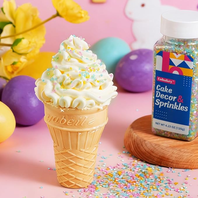 Pastel Sanding Sugar, 120g - Blue Green Pink Yellow Edible Sparkling Sugar Crystals for Spring Baking Decorations, Cookies, Cakes, Cupcakes - Easter Egg Decor Sugar Crafting