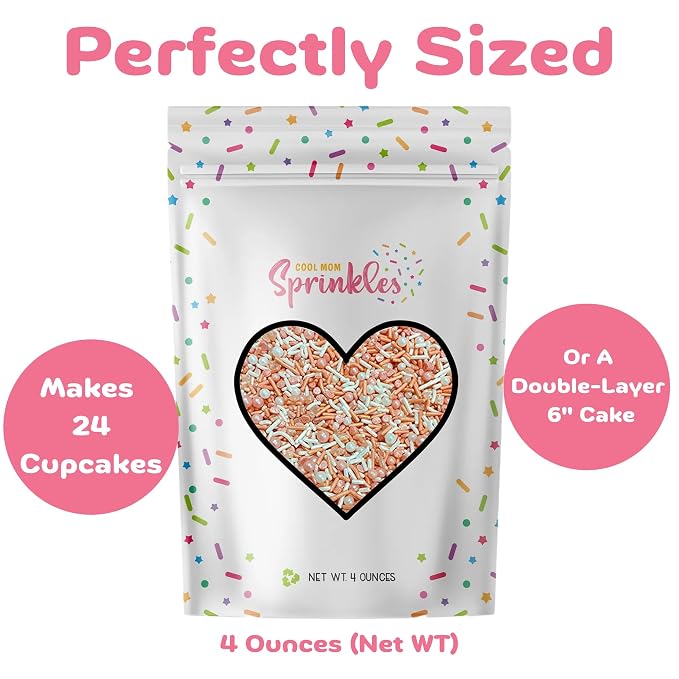 COOL MOM SPRINKLES Golden Peach Sprinkles (4 oz.) – Elegant Themed Sprinkles for Decorating Birthday Cakes, Cupcakes, Cookies & Desserts – Mixed in the USA/Gluten-Free