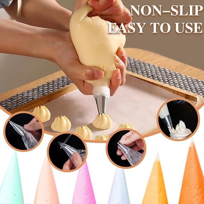 Piping Bags, Icing Bags, Frosting Bags 500 Pcs - 5 Size Assortment (8,12,16,18,24 Inch) Disposable Pastry Bags for Cake Decorating, Baking and Cooking