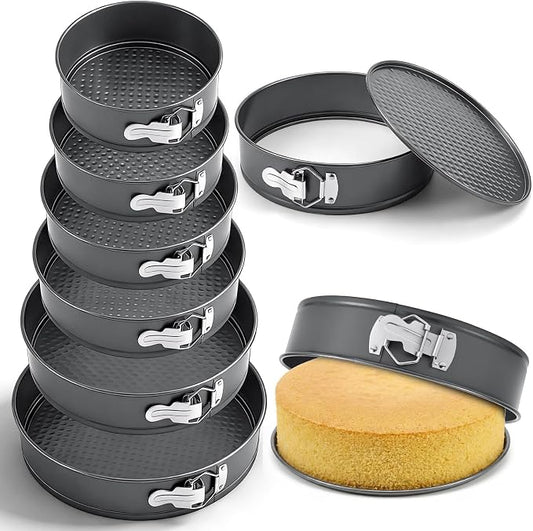 Nonstick Springform Cake Pan Set 6 Sizes (7 8 9 9.5 10 11 Inch) Leakproof Cheesecake Pans with Removable Bottom for Baking Pizza Quiche