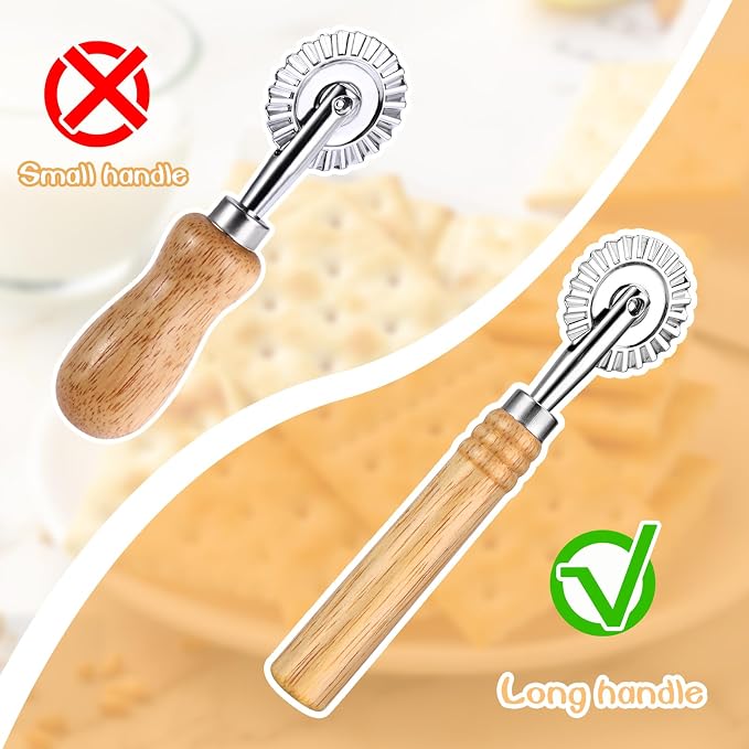 Bewudy Pastry Cutter Wheel, Professional Pasta Maker Cutter Wheel with Roller, Zinc Alloy Dumpling Lace Dough Noodle Ravioli Pizza Making Cutter for Kitchen