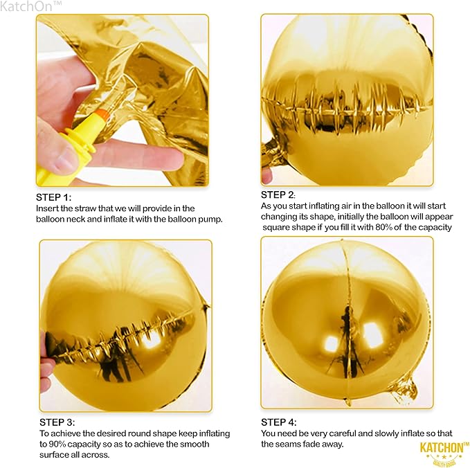 KatchOn, Big Gold Foil Balloon - 22 Inch, Pack of 6 | Gold Mylar Balloons for Golden Party Decorations | Metallic Gold Balloon Birthday Party Decor, Wedding, Engagement, Ramadan Decorations