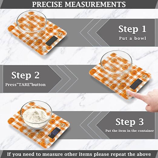 Food Scale Kitchen Scale Food Weight Scales Digital Weight Grams and Ounces Small Electronic Food Scale for Baking Cooking Halloween Orange Plaid Pumpkin Heads