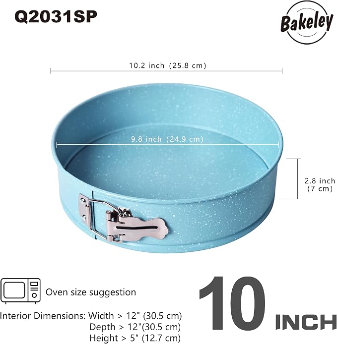 Springform Pan 10-Inch Nonstick Cheesecake Pan with Removable Bottom Round Baking Cake Pie Mold for Oven 10" x 10" (Blue)