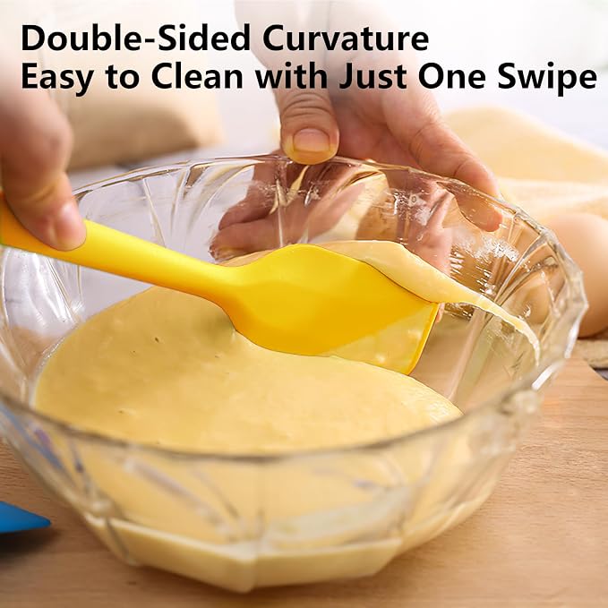 Yellow Rubber Spatula for Kitchen Use, 10.8In Silicone Spatulas for Cooking Heat Resistant, Flexible Small Kitchen Spatula for Kitchen Nonstick Cookware