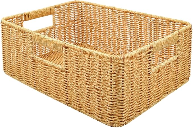 Rattan Basket, Waterproof And Sturdy Built, 38x26x13cm, Weaving Laundry Organizer, Rattan Storage Basket, Portable And Lightweight, For Laundry Rooms, Bathrooms, Bedrooms, Or Kitchens Use