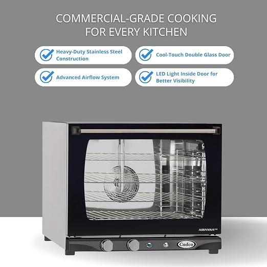 Cadco XAF-133 Heavy-Duty Countertop Convection Oven with Manual Controls & Humidity, Stainless Steel, NSF, 208-240v, For Commercial Use, 125 lbs.