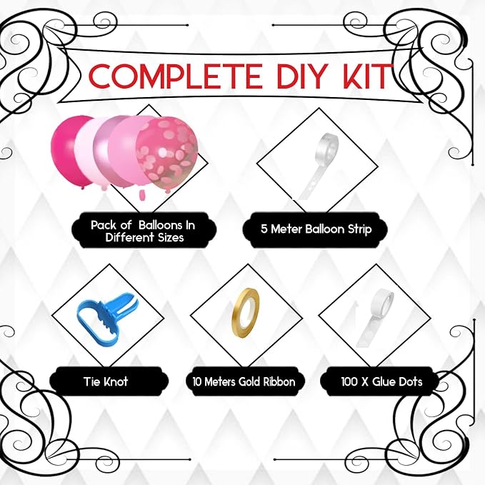 Archloon Pink Balloons Arch Kit, 157Pcs Hot Pink Balloon Garland Kit Metallic Rose Gold Confetti Balloons for Birthday, Wedding, Princess Theme, Engagements, Baby Shower, Anniversary Party Decoration