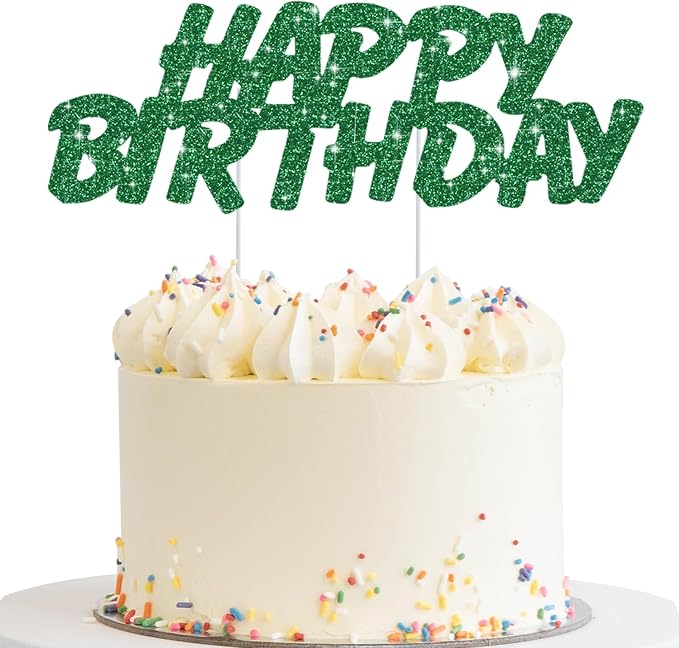 BEISHIDA green HAPPY BIRTHDAY Cake Topper, Happy Birthday Cake Bunting Decor,Birthday Party Decoration Supplies，Photo Booth Props