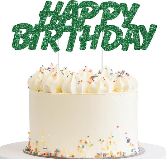 BEISHIDA green HAPPY BIRTHDAY Cake Topper, Happy Birthday Cake Bunting Decor,Birthday Party Decoration Supplies，Photo Booth Props