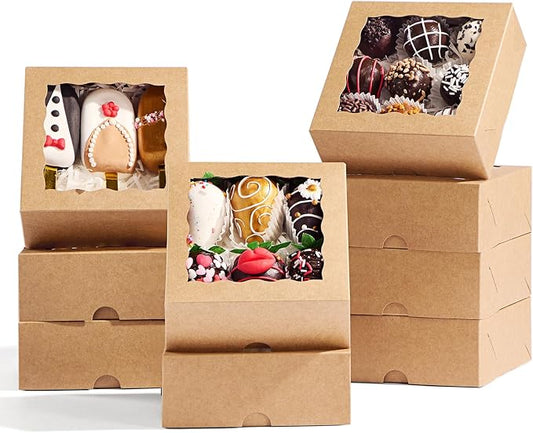 100 Pack Bakery Boxes - 5x5x2 Inches Cookies, Strawberries, Chocolate Bomb, Cakesickle, Mini Cake, Cinnamon Roll Boxes