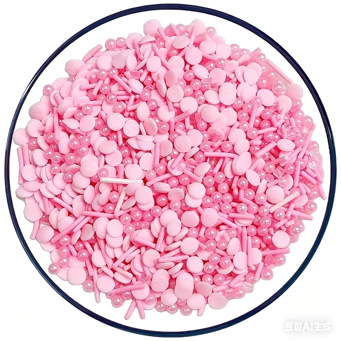 Sentovac Pink Sprinkles Edible Pink Round Confetti Jimmies Pearls for Cake Decorating Candy Cupcake Cookie Baking Donuts Ice Cream Dessert Decorations