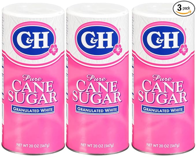 C&H® Granulated Sugar, 20 oz Canister Premium Pure Cane Sugar (Pack of 3)