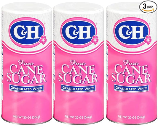 C&H® Granulated Sugar, 20 oz Canister Premium Pure Cane Sugar (Pack of 3)