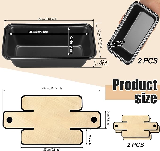 4 Pcs Loaf Pan Set with Liners 8 x 4 Inch Bread Pan and Loaf Liners for Homemade Baking Non-stick Rectangular Baking Tray for Kitchen Sourdough Banana Sandwich Home(Classic Black)