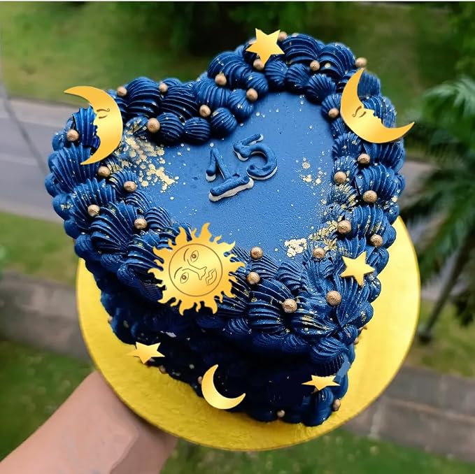 Sun and Moon Cake Topper with Acrylic Sun Moon Stars for Birthday