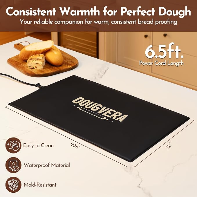 Bread Proofing Mat 13 x 21In Bread Proofer Warming Mat for Food – Temperature Controlled Sourdough Heating Pad for Home Baking – Waterproof Casing – 2.1M Cord with Standard Plug