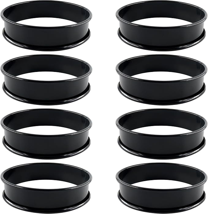 8Pcs Crumpet Rings English Muffin Rings, 3.75 Inch Stainless Steel Nonstick Egg Tart Rings, Round Cake Mold for Food Making, Black