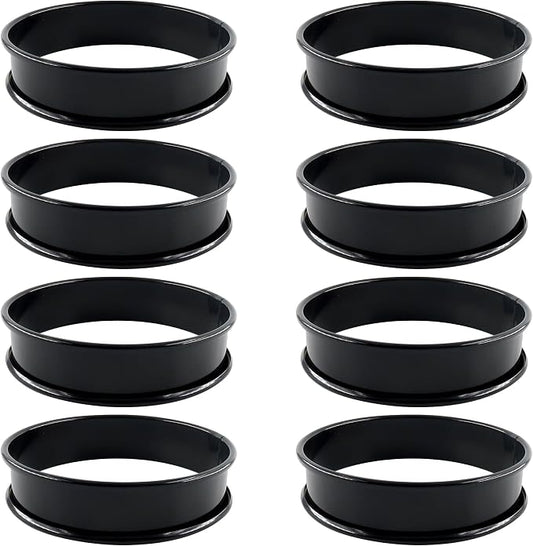 8Pcs Crumpet Rings English Muffin Rings, 3.75 Inch Stainless Steel Nonstick Egg Tart Rings, Round Cake Mold for Food Making, Black