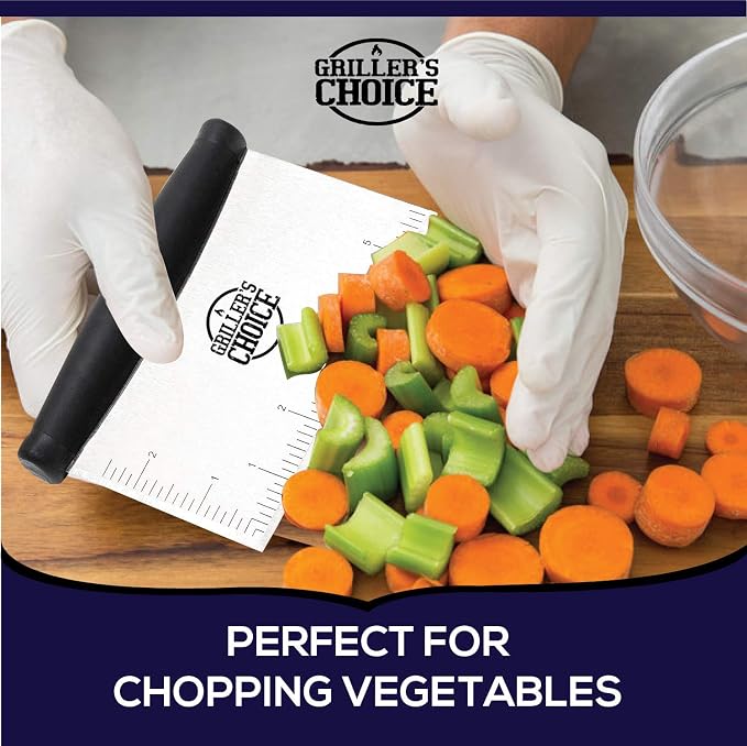 Commercial Stainless Steel Bench Scraper, Ergonomic Grips, Scraper Tool, Kitchen Scraper, Food Scraper, Pastry Scraper