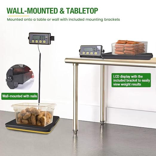400lbs Commercial Scale Digital Receiving Scale with Anti-Slip Aluminum Platform, High Accuracy Food Scale with Hold/Tare/Auto-Off, Kitchen Scale with LCD Display for Restaurant/Cater