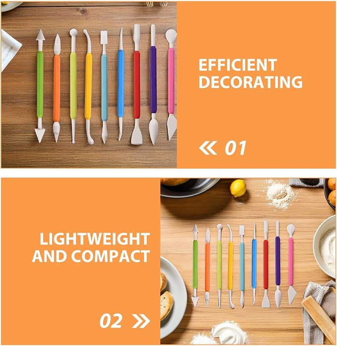 18pcs Fondant Sculpture Pen and Cake Shaping Tools Set, Food-safe Plastic, Double-ended Icing Decorating Kit for Fondant Cake and Cookie Modeling, Baking Accessories for Home