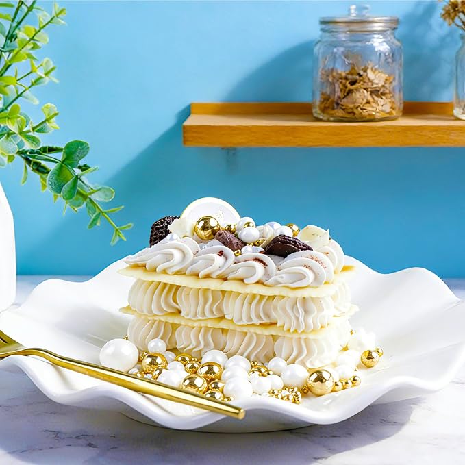 Gold and White Sprinkles for Cake Decorating, 130g/4.6oz Edible Pearl Sprinkles Mix, Sugar Candy Pearls for Baking, Cookie Decorations and Cupcake Toppings, Wedding Party Christmas Holiday Supplies