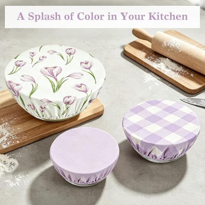 Reusable Bowl Covers for Bread Proofing 3pcs,Linen Cotton Sourdough | Breathable,Cloth,Fabric,Shower Caps,Sourdough Bread,Accessories,Supplies,Food Lids,Fruit Storage,7"-14", Elastic,durable