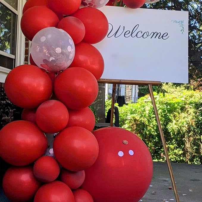 Voircoloria 130pcs Red Balloons Different Sizes 18" 12" 10" 5" Party Latex Balloons for Valentine's Day Birthday Christmas Baby Shower Wedding Anniversary Party Decorations
