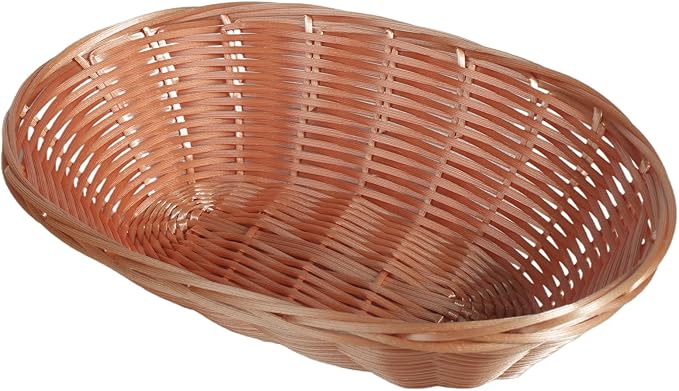 12 Pack Plastic Oval Woven Baskets,10"L x 6"W x 3"H Inch Small Bread and Fruit Baskets for Food Storage,Serving,Gift Packaging, Kitchen,and Restaurant Display or Storage basket etc.