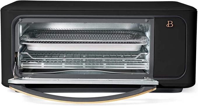 Infrared Air Fry Toaster Oven 9 Slice, 1800W Countertop Oven with Convection & Air Fry Functions, Digital Touch Display, Multi Cooking Modes for Baking, Broiling & Reheating (Black Sesame)