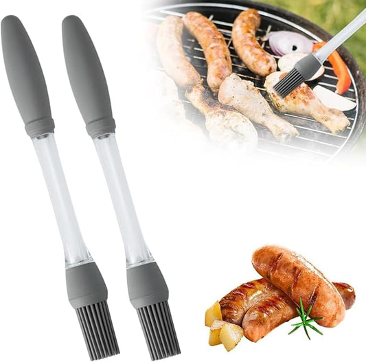 Silicone Basting Brush, Heat Resistant Pastry Oil Brush, Food Grade Cooking Brush for Spreading Oil Butter Sauce, Ideal for Baking BBQ Grilling, Kitchen Gadgets for Home and Outdoor Use (2pcs)
