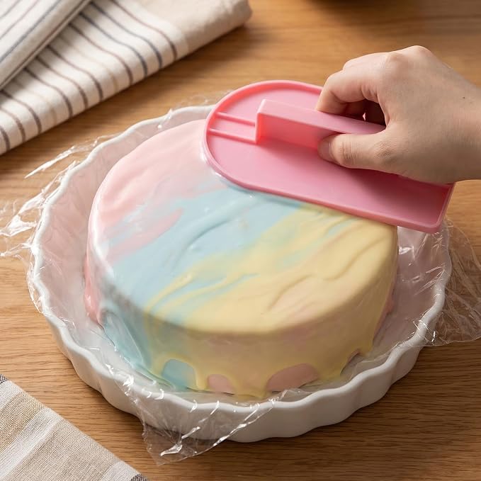 4 Pcs Fondant Smoother Tool Set Cake Decoration Icing Smoother & Polisher Plastic Cake Decorating Scraper Smoother For Smoothing Icing Sculpting And Sugar Craft Multi-Color 8.2x14.5x2.5 CM