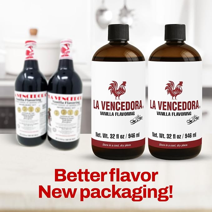 La Vencedora Mexican Vanilla – Large 32oz Bottles (Pack of 2) – Traditional Vanilla Flavoring for Baking, Cooking & Desserts – Made in Mexico
