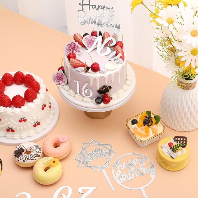 Teenyyou 68 Pcs Acrylic Alphabet Number Cake Topper 0-9 Number and A-z Letters Personalized Cake Picks Decor DIY Name Cupcake Toppers Graduation Wedding Baby Shower Party(Silver)