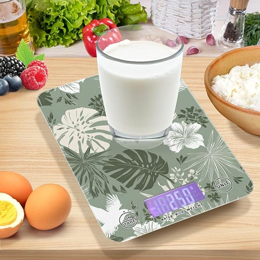 Food Scale Kitchen Scale Food Weight Scales Digital Weight Grams and Ounces Small Electronic Food Scale for Baking Cooking Tropical Palm Leaves Birds Flowers