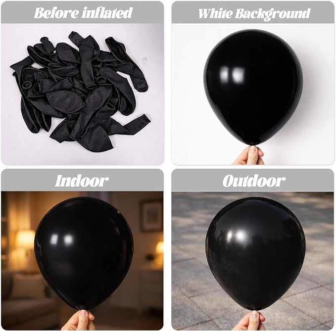Voircoloria 110pcs Black Balloons 12inch Matte Black Latex Party Balloons for Graduation, Wedding, Birthday, New Year, Baby Shower, Anniversary, Holiday Party Decorations