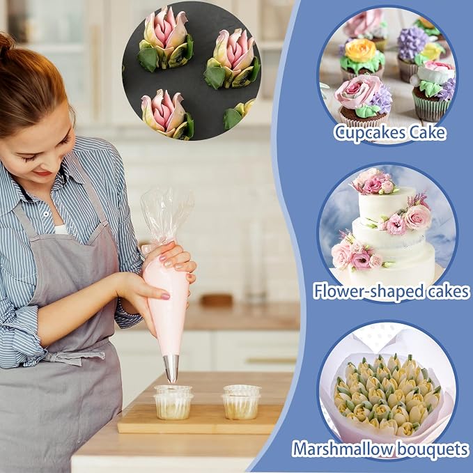 1Pack Extra Large Stainless Steel Rose Petal Piping Tip, Cotton Candy Paste Flower Bouquet Cream Nozzle for Cakes Cupcakes Desserts Puffs Tool for Cake Decoration Pastry Baking (XXL,Style 36)