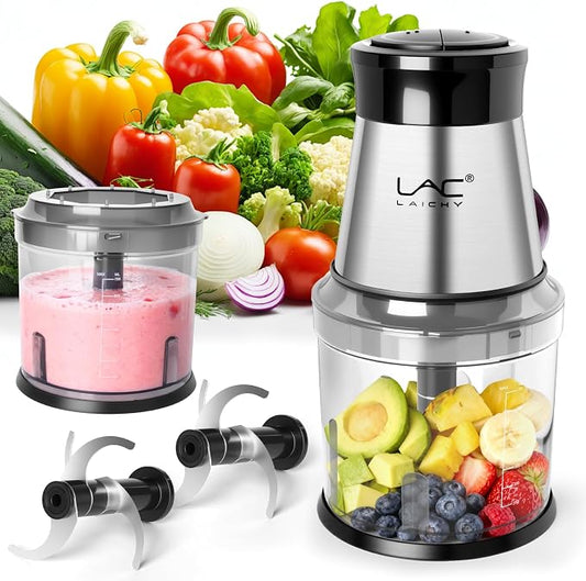 Mini Small Food Processor 4 Cup,Meat Grinder with 2 Bowls,Electric Food Chopper,Powerful Motor 2 Speed & 4 Blades for Baby Food,Meat,Onion,Vegetables