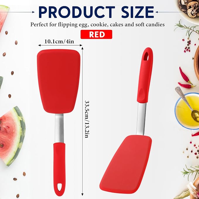 Large Silicone Spatula Flexible Silicone Cookie Spatula Heat Resistant Lagre Pancake Turner for Kitchen Use Nonstick Cookware No Scratch Cooking Flipper for Egg Pancake