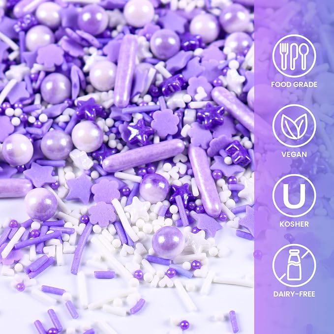 Purple Sprinkles for Cake Decorating, 3.52oz Edible Star Sprinkles, Cupcake Sprinkles, Baking Sprinkles, Ice Cream Sprinkles, Cookie Sprinkles