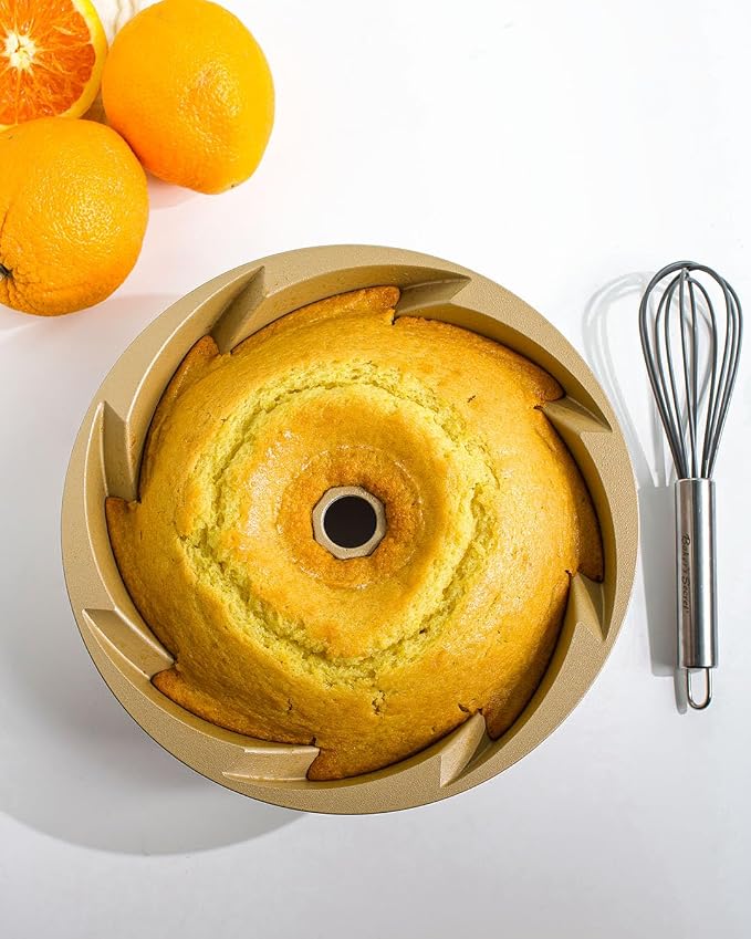 Baker's Secret Nonstick Fluted Cake Pans, Perfect for Fluted Cakes, Die Cast Aluminum Cake Pans, 2 Layers Non-stick Coating For Easy Release, Cake Pan - Cast Aluminum Collection (Marissa)