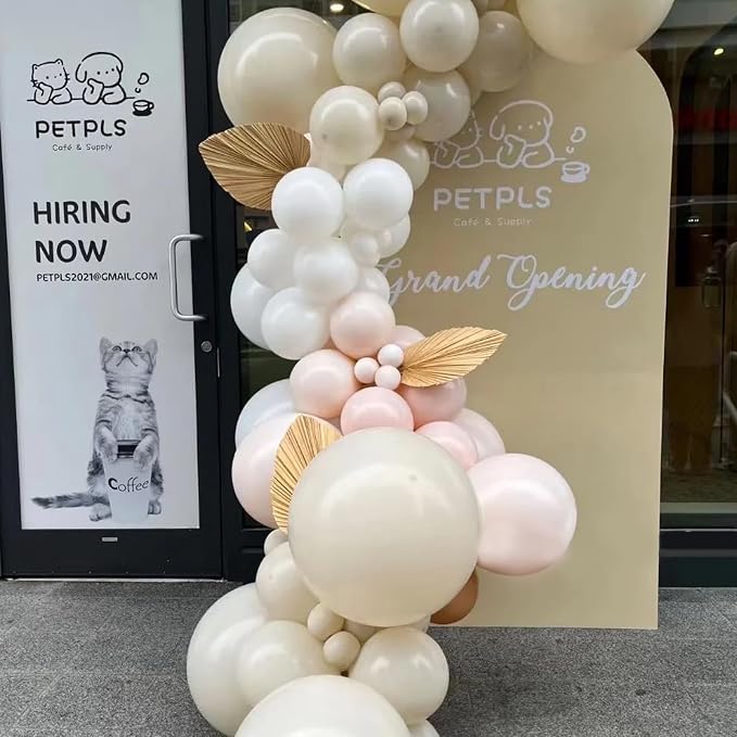 Voircoloria 130pcs Ivory White Balloons Different Sizes 18" 12" 10" 5" Party Latex Balloons for Birthday Baby Shower Graduation Wedding Gender Reveal Anniversary Party Decorations